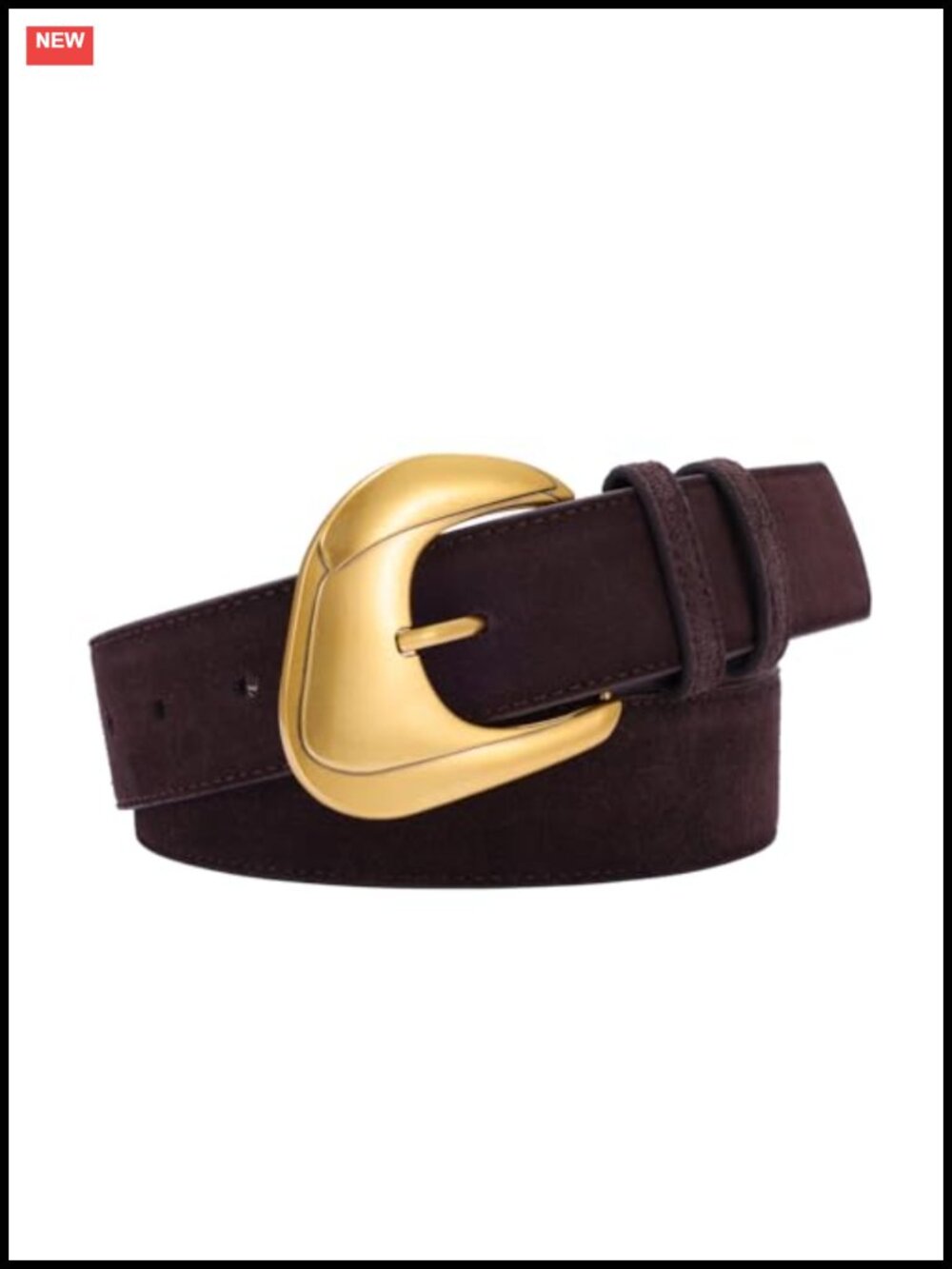 Women's Wide Suede Belt Leather Waistband with Gold Buckle
